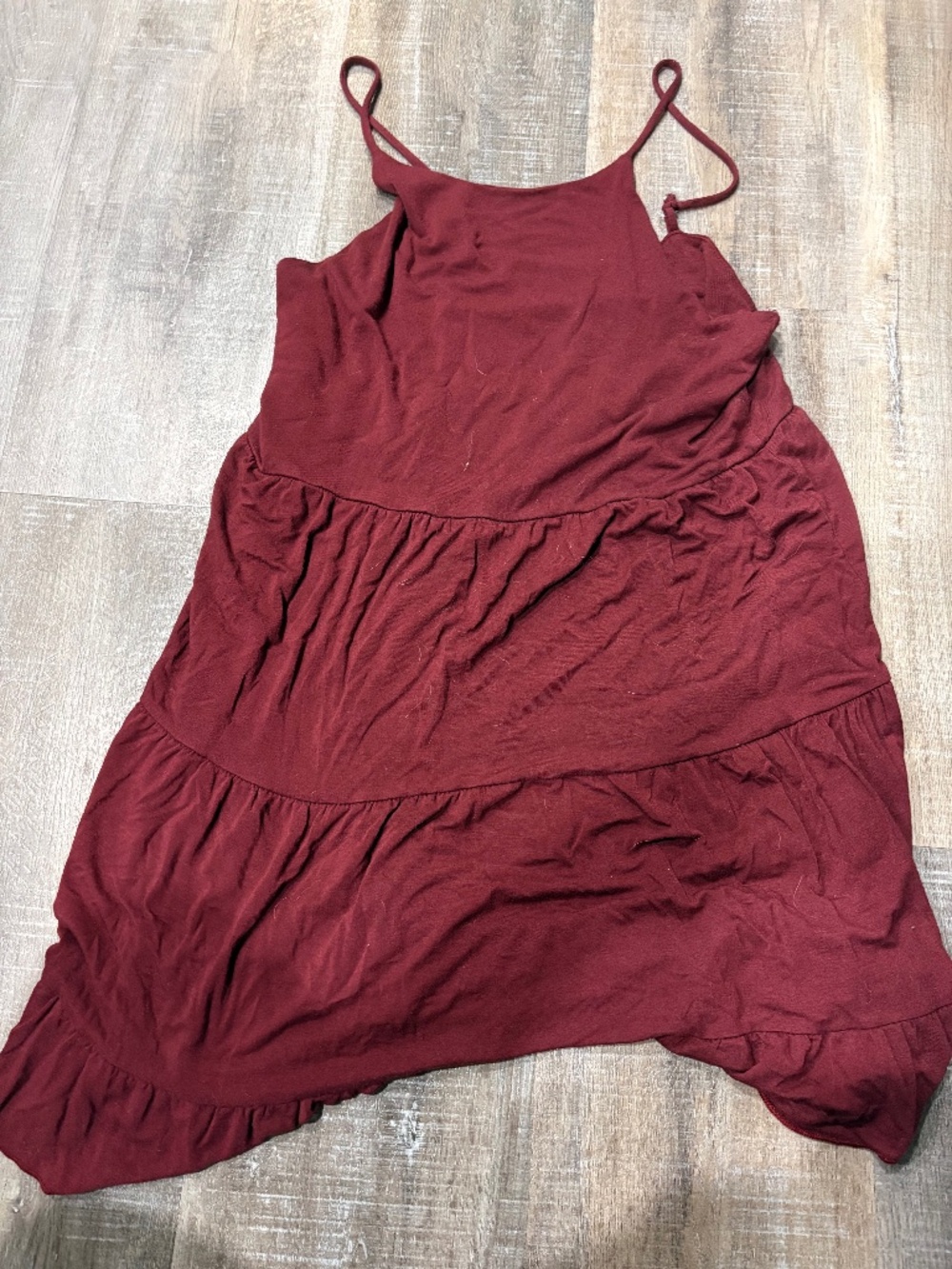 Alya Women's Burgundy Tiered Babydoll Cami Tank Top Size Small Made in USA
